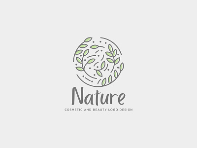 Nature beauty cosmetic line art logo template icon element