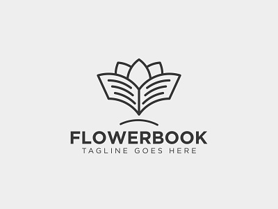 flower book education line logo template