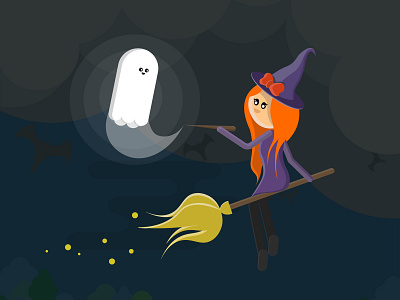Witch Halloween design flat illustration line simple ui vector