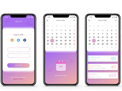 UI Calendar App interface