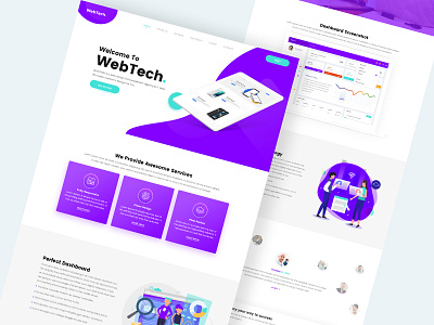 WebTech. Landing Page behance design dribbble graphic grid home home pagedesign landing page logo tech typography ui uiux uiuxdesign ux web webdeisgn