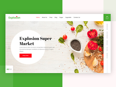 Explosion Header Exploration branding design ecommerce ecommerce home page grid home home pagedesign landing page typography ui uiux uiuxdesign ux vegetable web