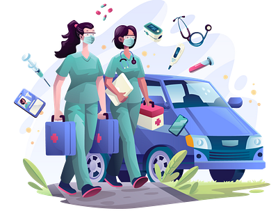 Home Care character doctor health home care illustration vector