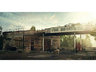 Enjoy the ride abandoned deer forest fuel gas station gasoline ivy mossy washing