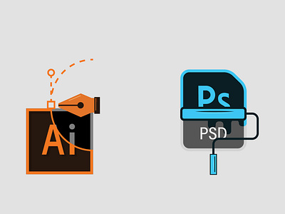 Illustrator vs Photoshop adobe creative cloud design flat icon illustration illustrator cc minimal photoshop series vector versus web