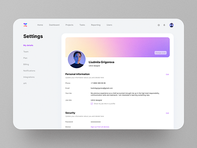 My details profile settings - DailyUI #6 change profile communication concept daily daily ui dailyui design like page design profile settings ui ui design uidesign user user profile