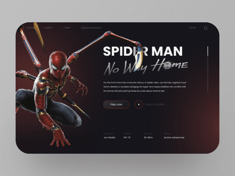'Spider-Man: No Way Home' Web Design Concept - DailyUI concept daily ui dailyui design illustration logo page design spider spiderman ui ui design uidesign ux web