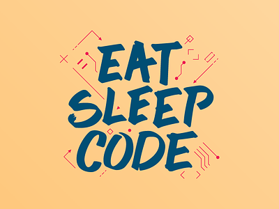 Eat Sleep Code developer hackathon handwritten t shirt design typography