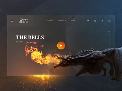 UI Concept - Games Of Trones dragon fire games of thrones got red ui uidesign uiux userexperience userinterface ux webdesign website