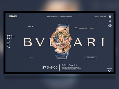 Bulgari shop page | Freebie adobeXD | FreeXD