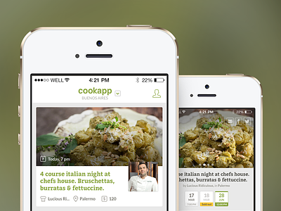 Cookapp - Iphone App app chef cook date food foodie green mobile