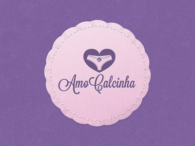 AmoCalcinha - Logo dashed heart line love panties pink sewing
