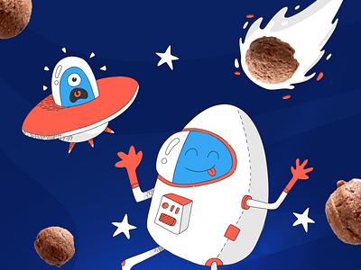 Space screamer alien astronaut balls cereals choco design graphic design illustration procreate space stars