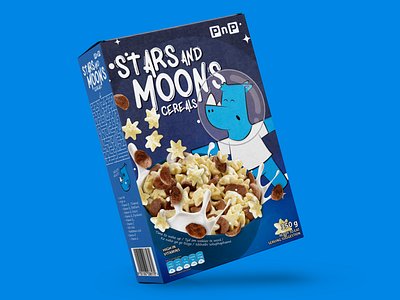 Rhino Cereals box cereals character graphic design illustration mascot pnp procreate space stars