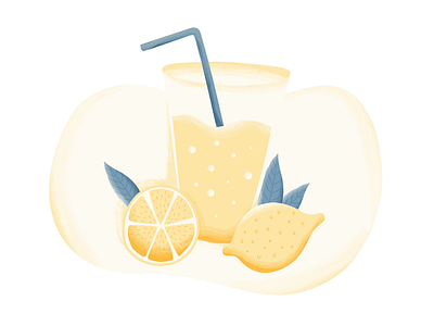 Lemonade citrus illustration juice leaves lemonade summer vector yellow