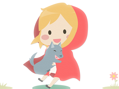 The Little Wolf and The Little Red Riding Hood fairytale illustration vector