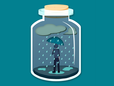 Rain blue bottle cloud gray illustration personal illustration personal project rain