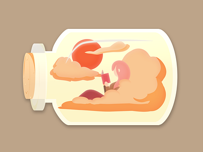 Daydream bottle clouds day daydream illustration orange personal illustration personal project sunset