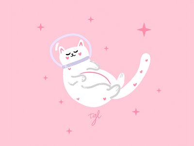 kitty in space cats cute illustration space