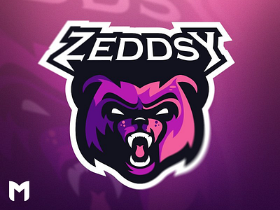 Purple Bear Mascot Logo