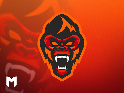 Fire Gorilla Mascot Logo branding clean design flat gaming gaming logo gaminglogo icon identity illustration illustrator logo mascot logo mascot logo design vector