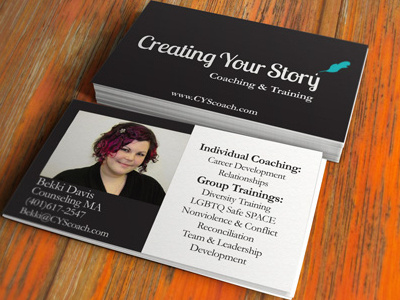 Creating your Story black business card client mockup quill