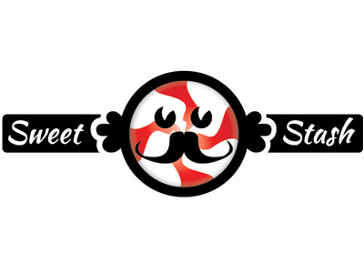 Sweet Stash candy logo mustache peppermint stash sweet