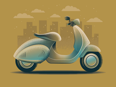 Scooter beige buildings design motorbike vector illustration vectorart view