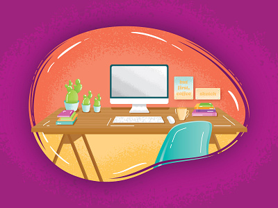 Workspace Illustration design desktop illustration illustrator indesign office procreate vector workspace