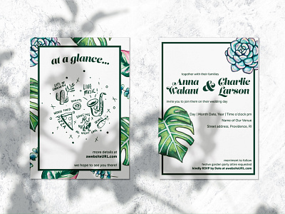 Botanical Wedding Invitation adobe illustrator coronavirus covid 19 emojis graphic design illustration leaves monstera procreate stationary succulents watercolor wedding