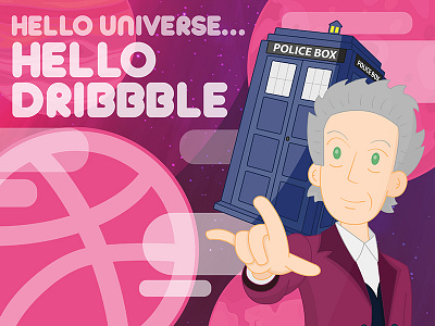 Hello universe, hello Dribbble debuts doctor who dribbble line art space tardis vectorization