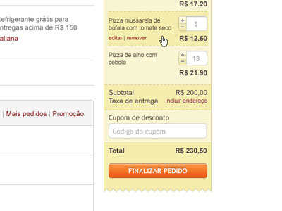 Your order bild button cart ecommerce interface orange order price shopping cart ui user interface ux yellow
