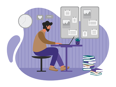home office character chatting design developer flat home office illustration remote vector work working space