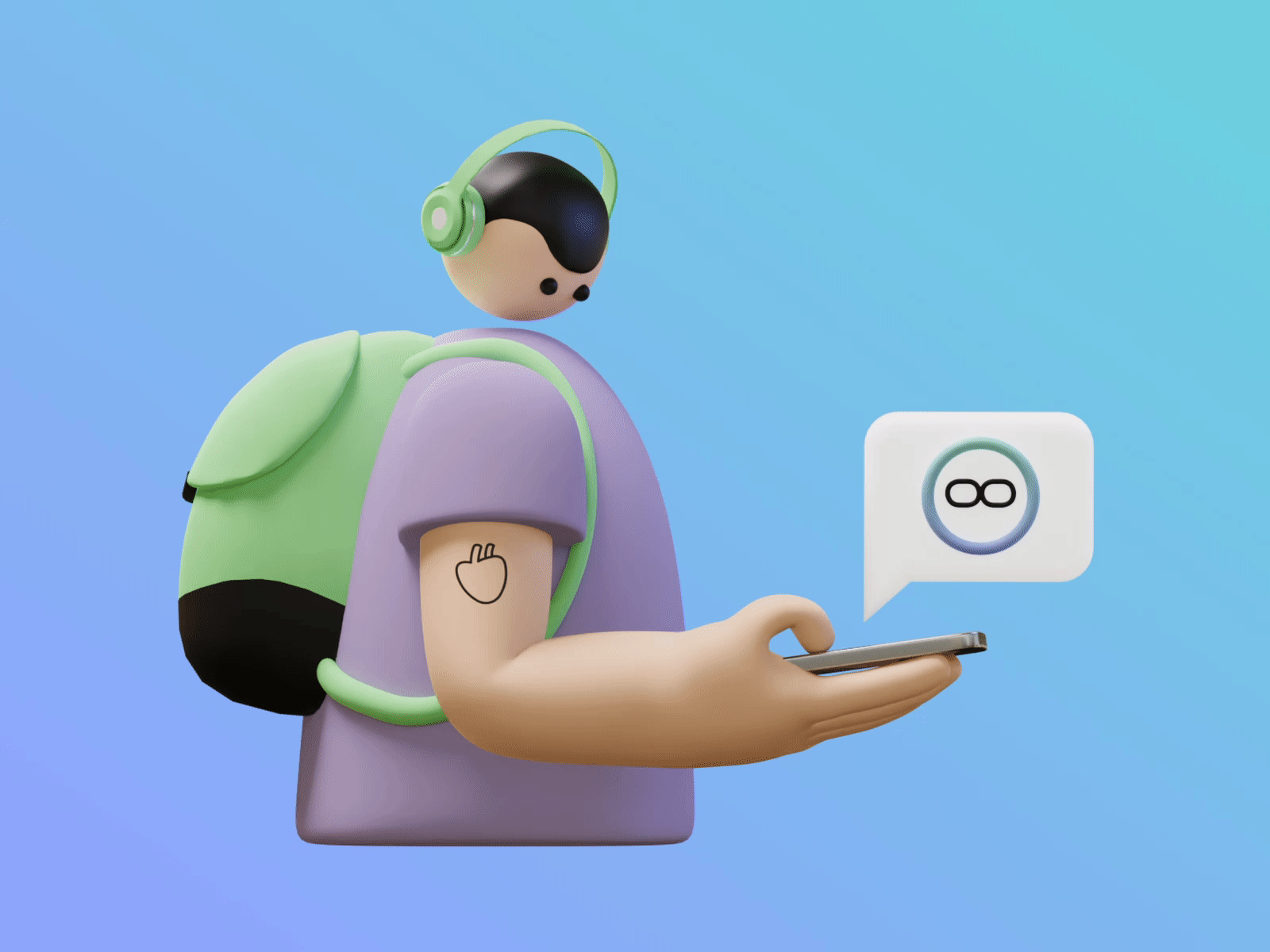 3D character for health app onboarding 3d animation character