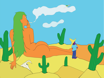 Oblivion curves desert girl illustration trippy