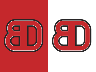 BD Monogram b black d illustrator initials logo monogram personal red vector white