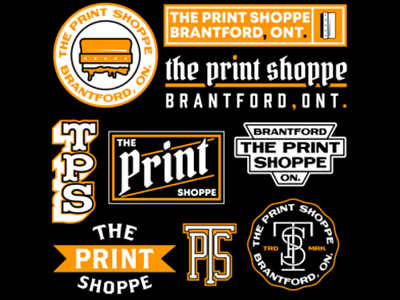 The Print Shoppe badge design logo orange print shoppe vector