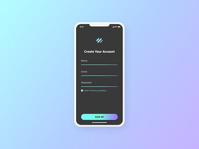 Mobile App Sign Up Screen - Daily UI 001 dailyui dailyui 001 dark mode mobile app sign up