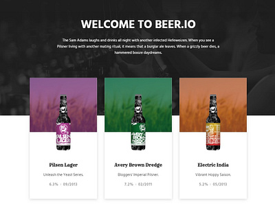 Beer.io | Landing Page Concept application application design beer concept front end design landing page ui ux vue vuejs