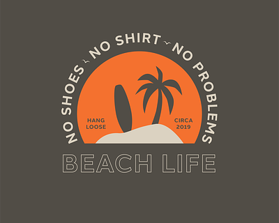 Beach Life | T-Shirt Design Concept badge badgedesign beach concept design illustraion life palm palm tree palmtree surfing tshirt
