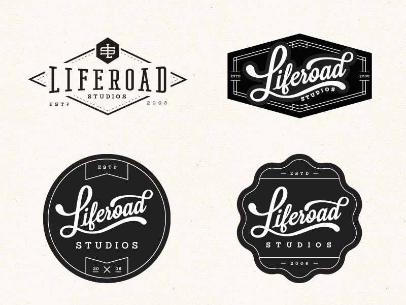 Liferoad Studios Logo logo branding badge typography type life road studio circle shape lettering whiskey and branding