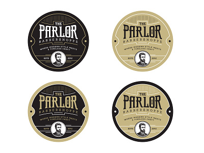 The Parlor Barbershop badge barber barbershop black gentleman logo parlor retro type typography vintage whiskey and branding