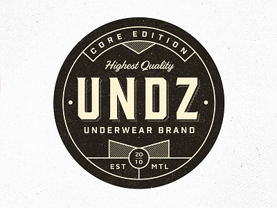 UNDZ - work in progress apparel badge logo montreal pattern retro texture type typography underwear vintage whiskey and branding