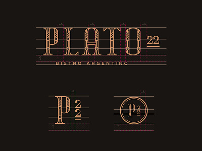 Plato 22 - Style guide WIP bistro branding copper food identity lettering logo monogram restaurant type design typography whiskey and branding