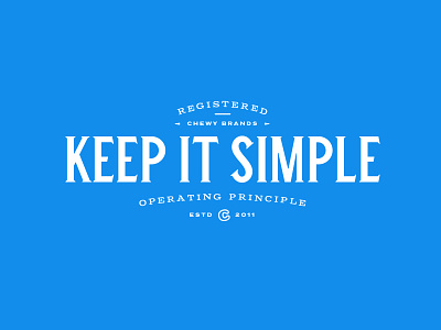 Operating Principle - Keep It Simple badge blue branding cat chewy dog identity lockup logo pet seal typography