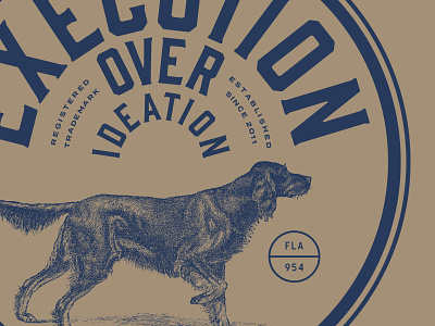 Execution Over Ideation badge branding cat chewy dog identity lockup logo orange red seal typography