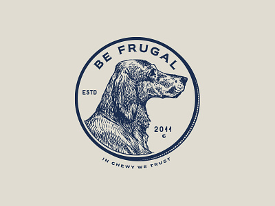 Be Frugal - Direction 2 badge blue branding chewy dog identity lockup logo penny pet seal typography