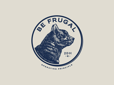 Be Frugal - Cat version badge blue branding cat chewy identity lockup logo penny pet seal typography