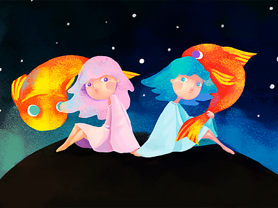 fantasy fish fish girls illustration