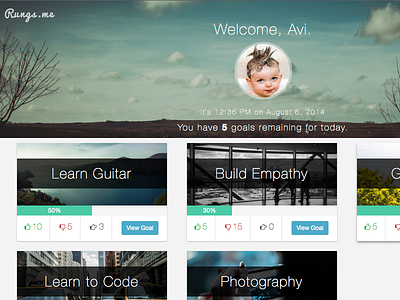Rungs Dashboard Concept dashboard goals progress bars
